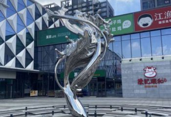 校園海浪雕塑，拉絲景觀雕塑，抽象主題