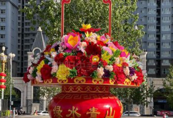 操場花籃雕塑，烤漆景觀雕塑，噴砂制造
