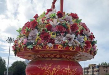廣場花籃雕塑，抽象水景雕塑，抽象效果