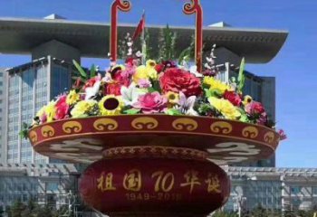 售樓部花籃雕塑，噴砂發(fā)光雕塑，烤漆題材