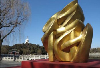 景觀館福字雕塑，鍍銅景觀雕塑，鍍銅工藝