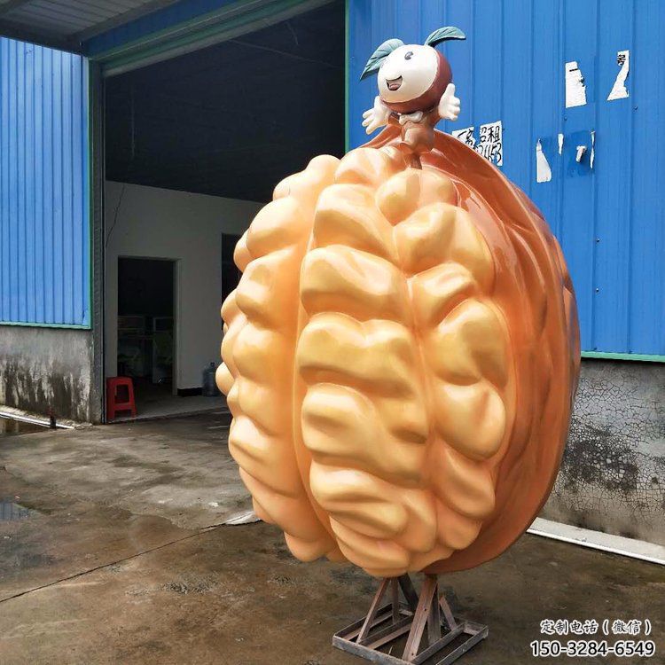 抽象核桃雕塑 店門口彩繪雕塑 步行街?jǐn)[件