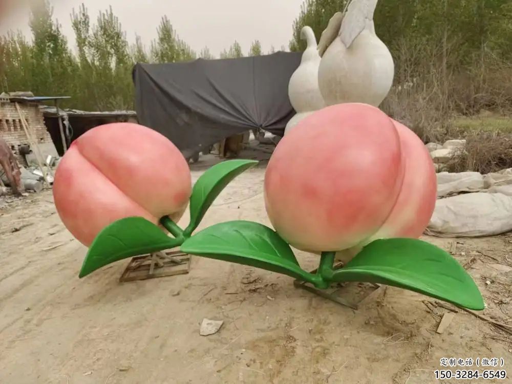 步行街水蜜桃雕塑 游樂場(chǎng)果蔬雕塑 鑄造水果雕塑
