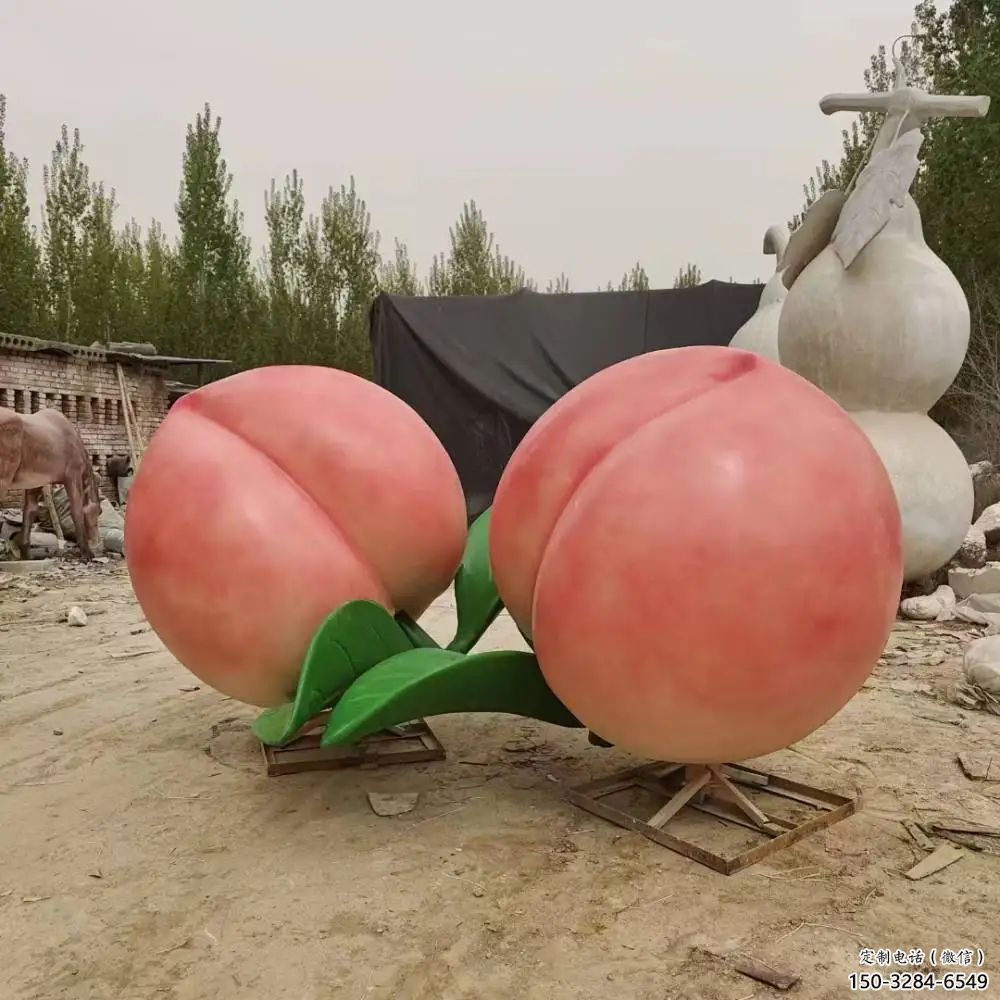 房地產(chǎn)水蜜桃雕塑 現(xiàn)代景觀水果雕塑 幾何果蔬雕塑