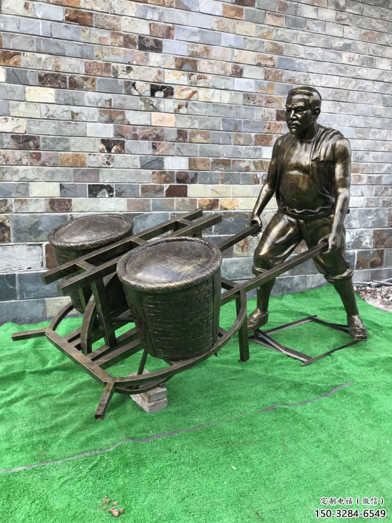 民俗獨(dú)輪車(chē)雕塑 酒店公園雕塑 風(fēng)景區(qū)擺件