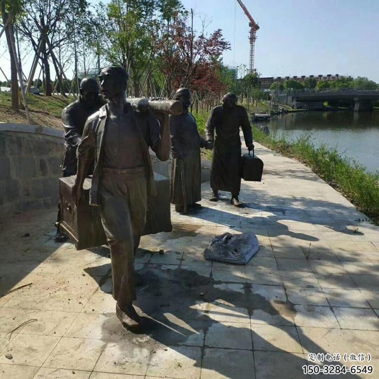園林船夫雕塑 城市廣場(chǎng)雕塑 步行街?jǐn)[件