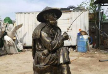 彩繪漁民雕塑廠家 街頭民俗雕塑 街頭捕魚(yú)雕塑
