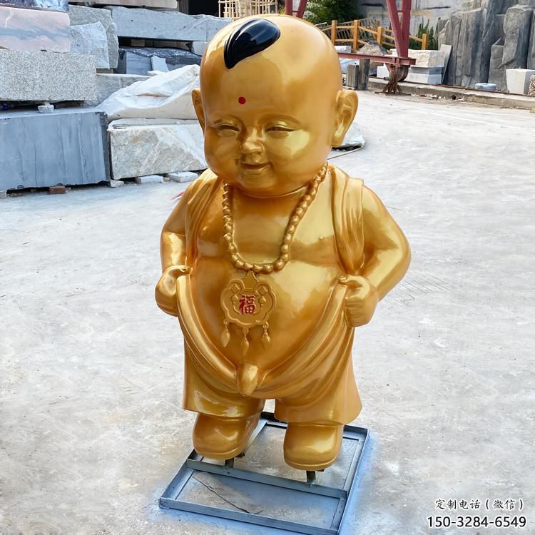 創(chuàng)意小和尚雕塑 鑄銅兒童雕塑 公園肖像雕塑