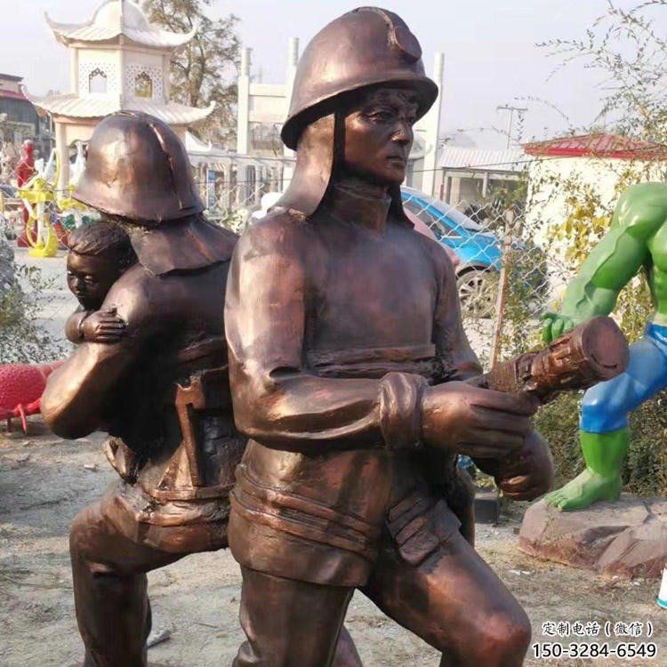 創(chuàng)意消防員雕塑 步行街店門口雕塑 民俗小品