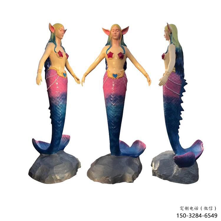 田間美人魚(yú)雕塑 彩繪動(dòng)漫雕塑 園林?jǐn)[件
