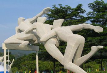 商業(yè)街跨欄雕塑 烤漆體育雕塑 彩繪運(yùn)動員雕塑