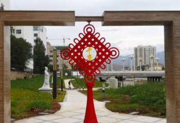 廣場(chǎng)中國(guó)結(jié)雕塑 抽象景觀雕塑 烤漆文化雕塑