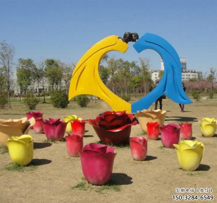 公園心形雕塑 創(chuàng)意企業(yè)雕塑 美陳愛情雕塑