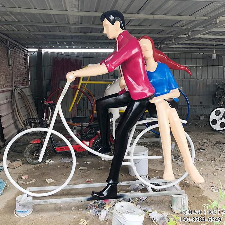 住宅小區(qū)自行車雕塑 啞光體育雕塑 公園運動員雕塑