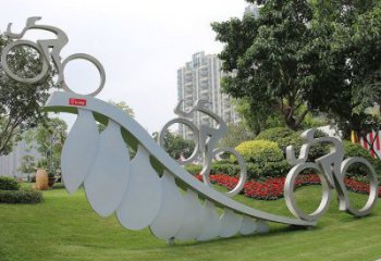 房地產(chǎn)自行車雕塑 現(xiàn)代體育雕塑 幾何運(yùn)動員雕塑