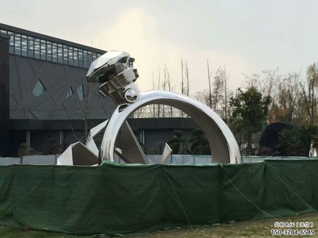 噴漆指環(huán)雕塑 中式村口標(biāo)識(shí)雕塑 草地戒指環(huán)雕塑