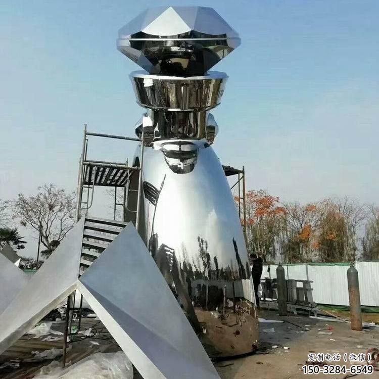 啞光指環(huán)雕塑 拉絲標識雕塑 步行街戒指環(huán)雕塑
