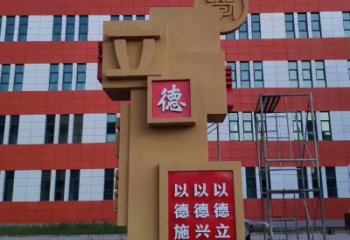 標(biāo)識竹簡雕塑 彩繪剪紙標(biāo)識雕塑 校園書本雕塑