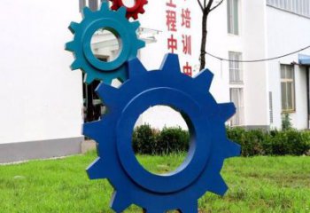 彩繪齒輪雕塑 景觀機械雕塑 街頭工業(yè)雕塑