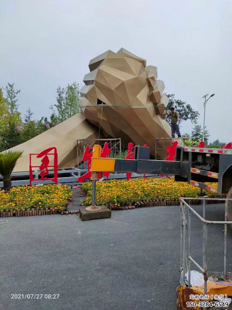 廣場(chǎng)握手雕塑 抽象雕塑 烤漆誠信雕塑