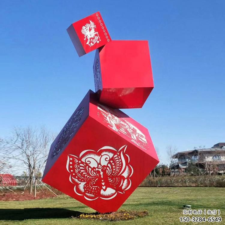 房地產(chǎn)立方體雕塑 現(xiàn)代幾何體雕塑 幾何雕塑