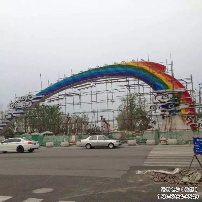 祥云大門雕塑，城市地標建筑，不銹鋼祥云大門雕塑