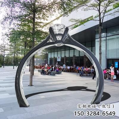 戒指門套雕塑,公園景觀雕塑，不銹鋼拱門雕塑廠家