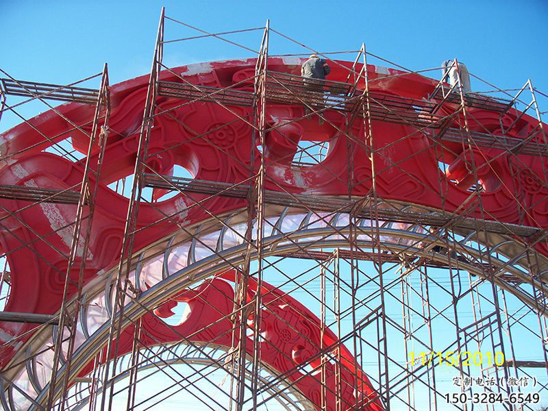 現(xiàn)代拱門雕塑,鏤空藝術(shù)制作，不銹鋼金屬大門雕塑