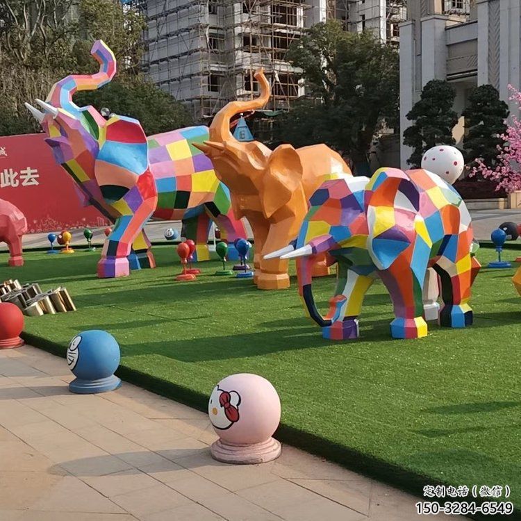 公共大象雕塑訂做，城市裝飾，景觀卡通大象雕塑展品