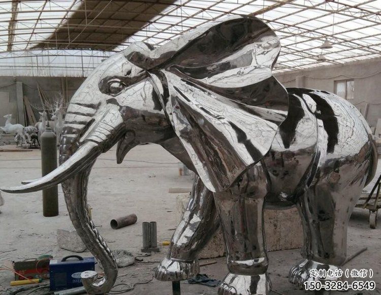 大象雕塑優(yōu)價，金屬組合，鏡面大象雕塑廠家