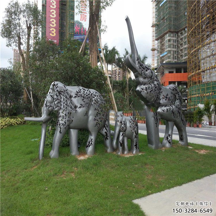 金屬大象雕塑制造，公園雕塑，鏡面大象雕塑展品