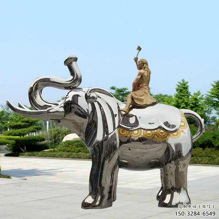 景觀大象雕塑工程選用，美陳雕塑，鏡面大象雕塑展示