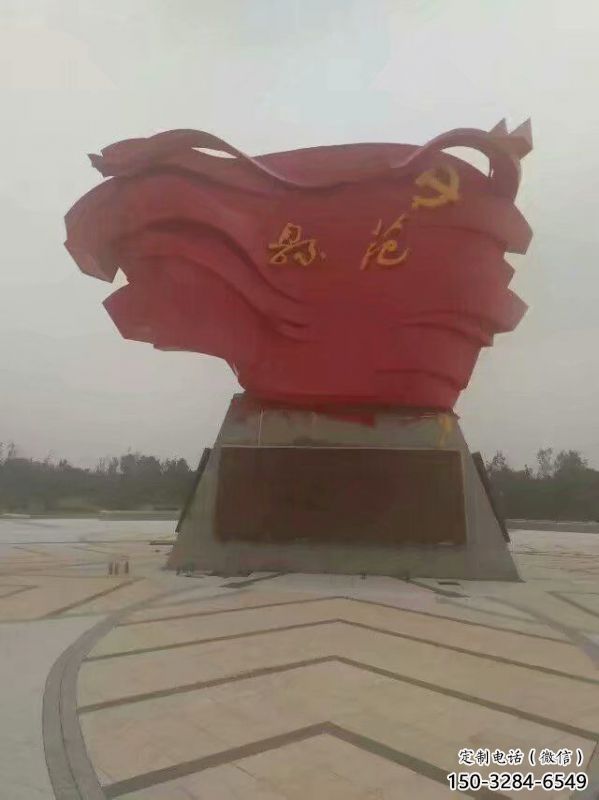 庭院旗幟雕塑，戶外革命雕塑，烤漆形式