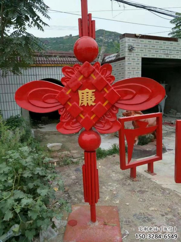 城市中國(guó)結(jié)雕塑廠家，烤漆工藝制作，民俗文化標(biāo)識(shí)