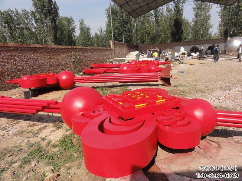 公園中國(guó)結(jié)雕塑廠(chǎng)家，烤漆工藝制作，民俗文化標(biāo)識(shí)
