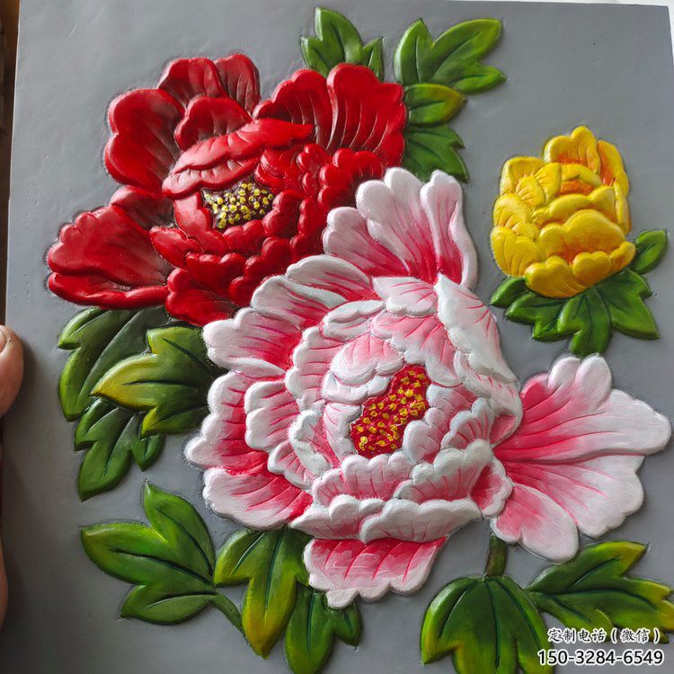 牡丹花浮雕廠家，花卉主題，鑄銅花卉浮雕制作