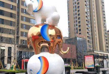 金屬大象雕塑承接，陸地?cái)[件，廣場卡通大象雕塑制造商
