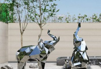 鏡面大象雕塑展品，亮面效果制作，切面大象雕塑精品