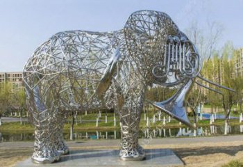 大象雕塑承接，動(dòng)物鏤空雕塑，鏤空大象雕塑定制