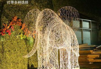 燈光大象雕塑定制，小區(qū)雕塑，鏤空大象雕塑提供