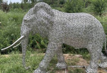 公園大象雕塑定做，小區(qū)擺件，鏤空大象雕塑制作