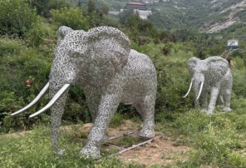 戶(hù)外大象雕塑通用，陸地?cái)[件，景觀鏤空大象雕塑制作