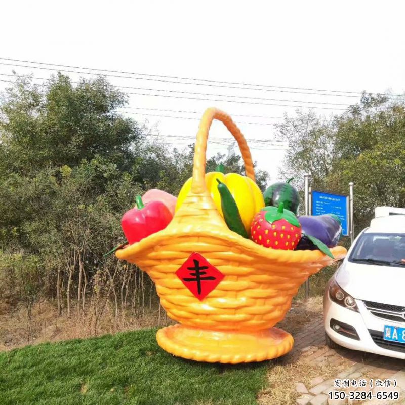 景觀果籃雕塑承接，城市裝飾，大型不銹鋼果籃雕塑公司