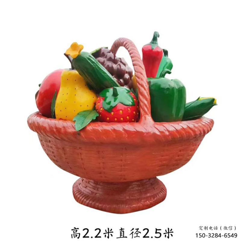 烤漆果籃雕塑制造商，室外軟裝，仿真果籃雕塑承接