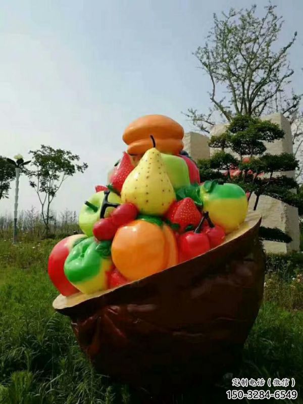 果籃雕塑觀賞型，標識雕塑，蘋果果籃雕塑展品