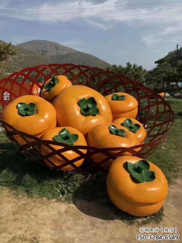 景觀果籃雕塑觀賞型，廣場(chǎng)系列，柿子果籃雕塑優(yōu)選