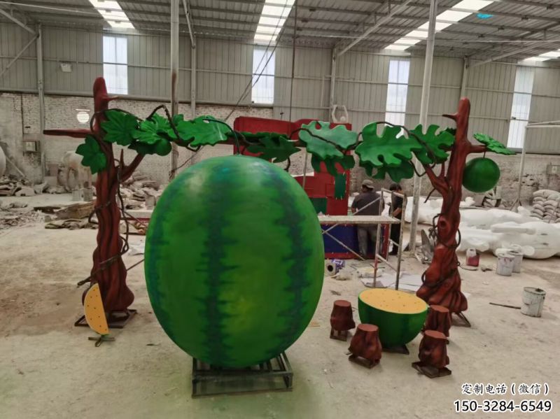 果籃雕塑生產(chǎn)，戶外擺放，西瓜果籃雕塑精選