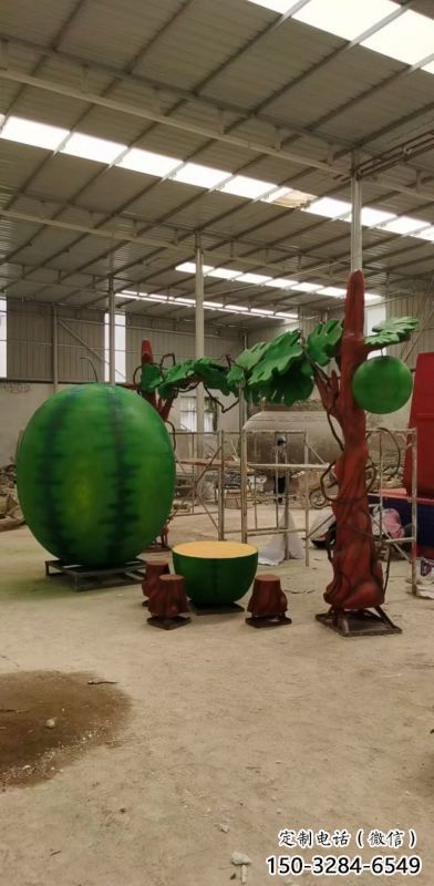 果籃雕塑優(yōu)選，陸地?cái)[件，西瓜果籃雕塑制作