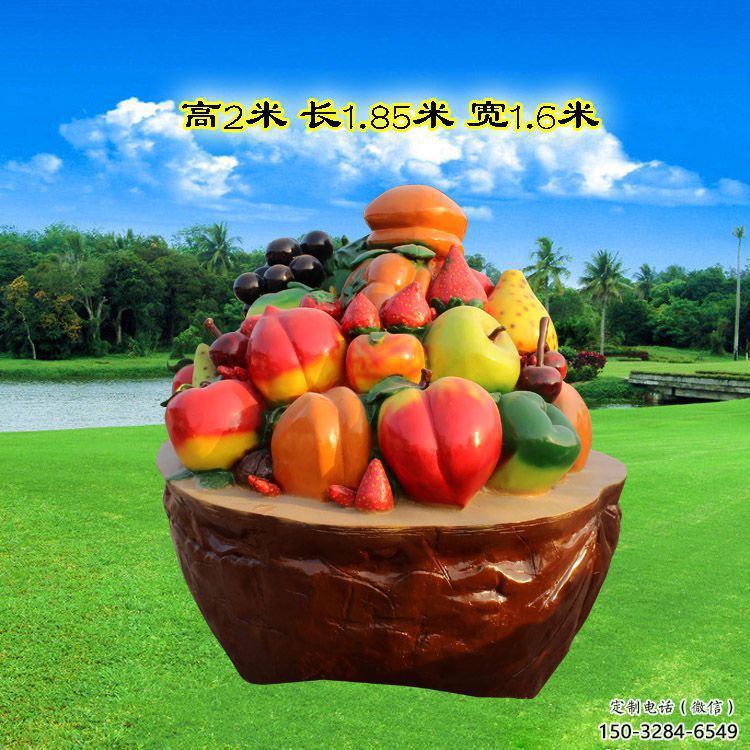景觀果籃雕塑擺件定制，市標(biāo)雕塑，香蕉果籃雕塑