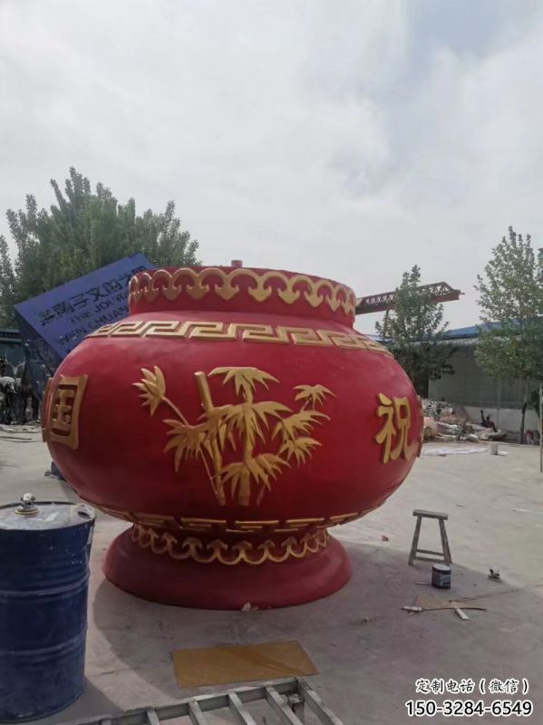 裝飾景觀花籃雕塑通用，街景小品，玻璃鋼花籃雕塑裝飾制造